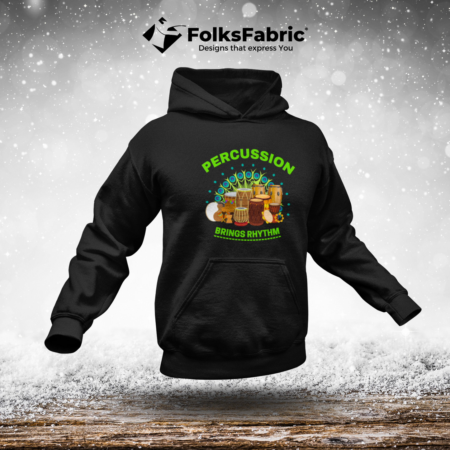 Percussion Brings Rhythm Hooded - FolksFabric