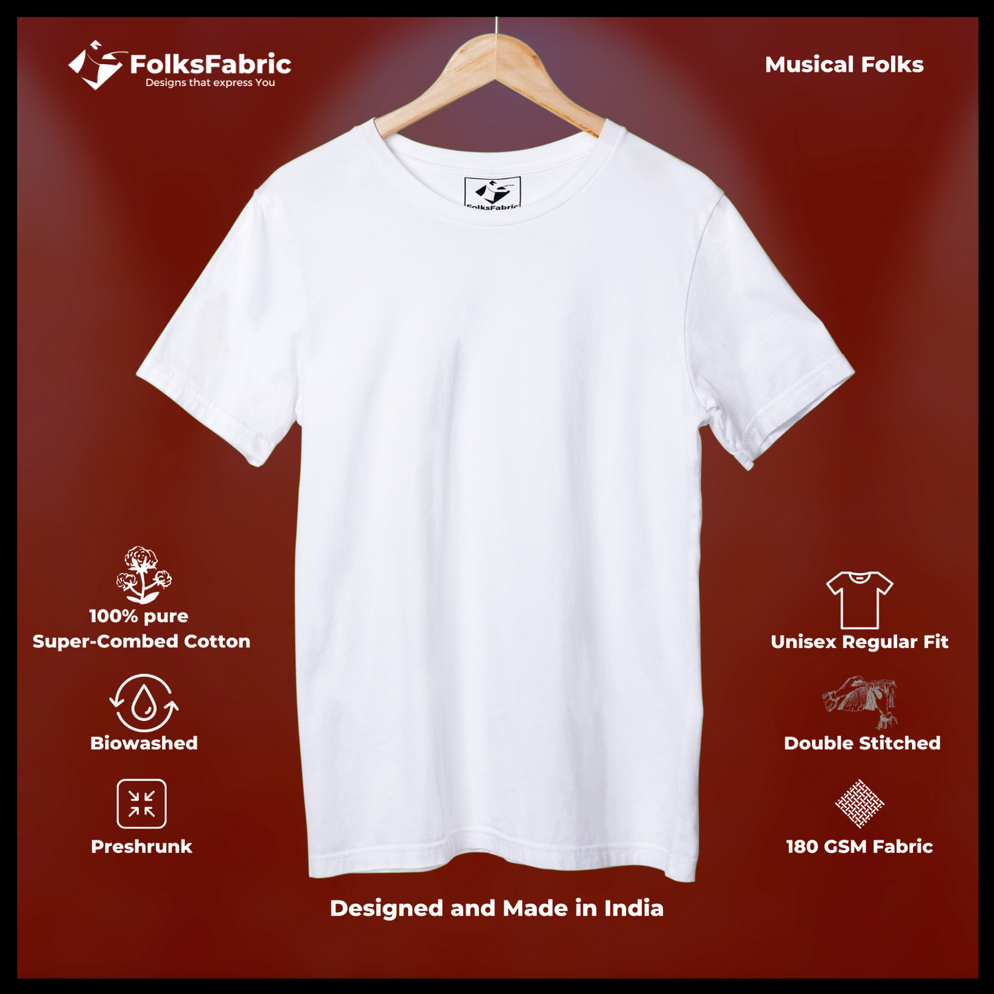 Harp White - Studio T-Shirt - FolksFabric